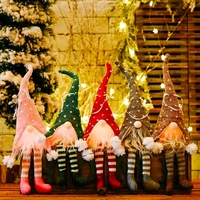 glowing christmas swedish gnome santa long leg hat doll ornaments hanging toys pendent with led light xmas tree bedroom decor