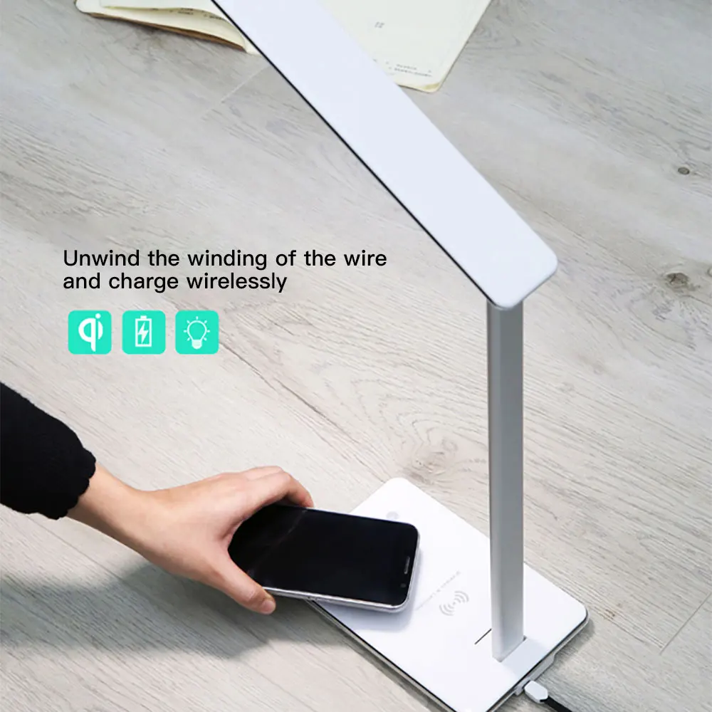 2 в 1 складной светодиодный настольный светильник с беспроводным зарядным