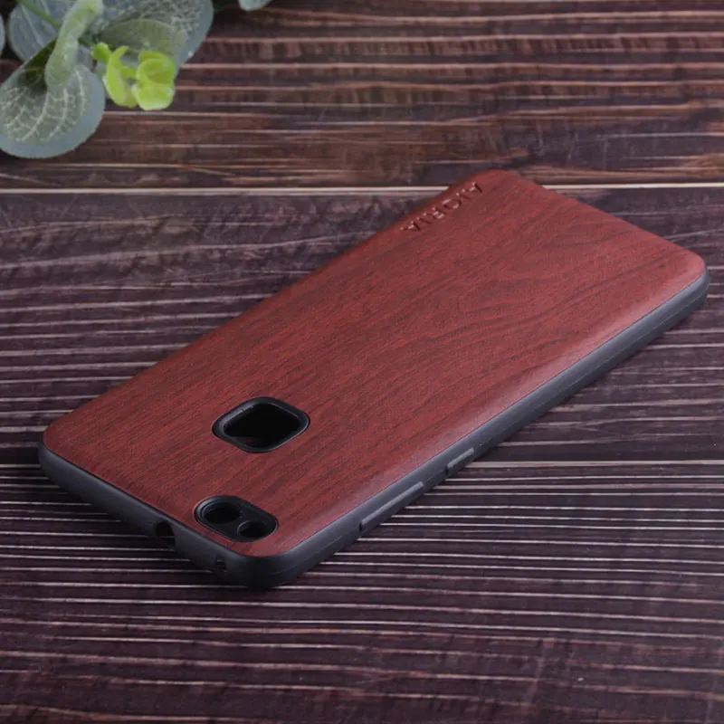 Brown Чехол с деревянным дизайном для huawei P10 Lite, мягкий ТПУ силикон и дерево, ПУ кожа, кожа, чехлы для huawei P10 Lite - Цвет: Brown
