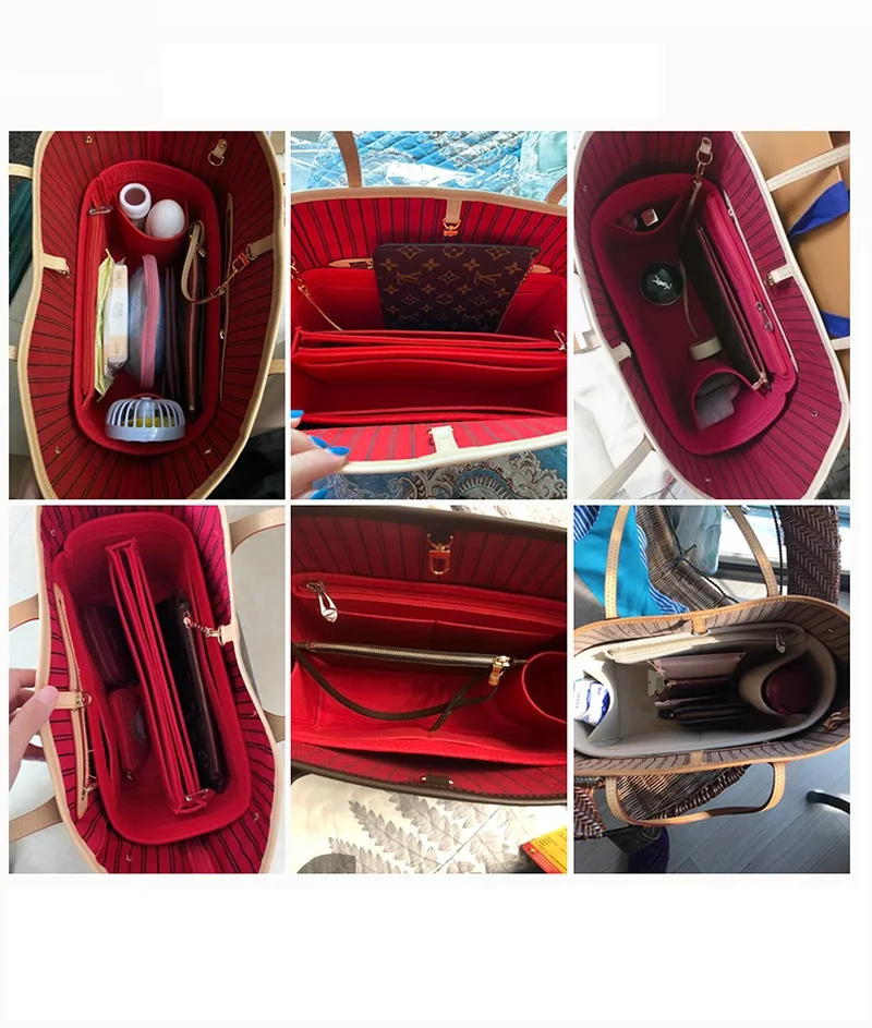 

New Felt Handbag Insert Bag Makeup Organizer Travel Portable Cosmetic Bags Storage Bag Inner Purse Fits For Neverfull