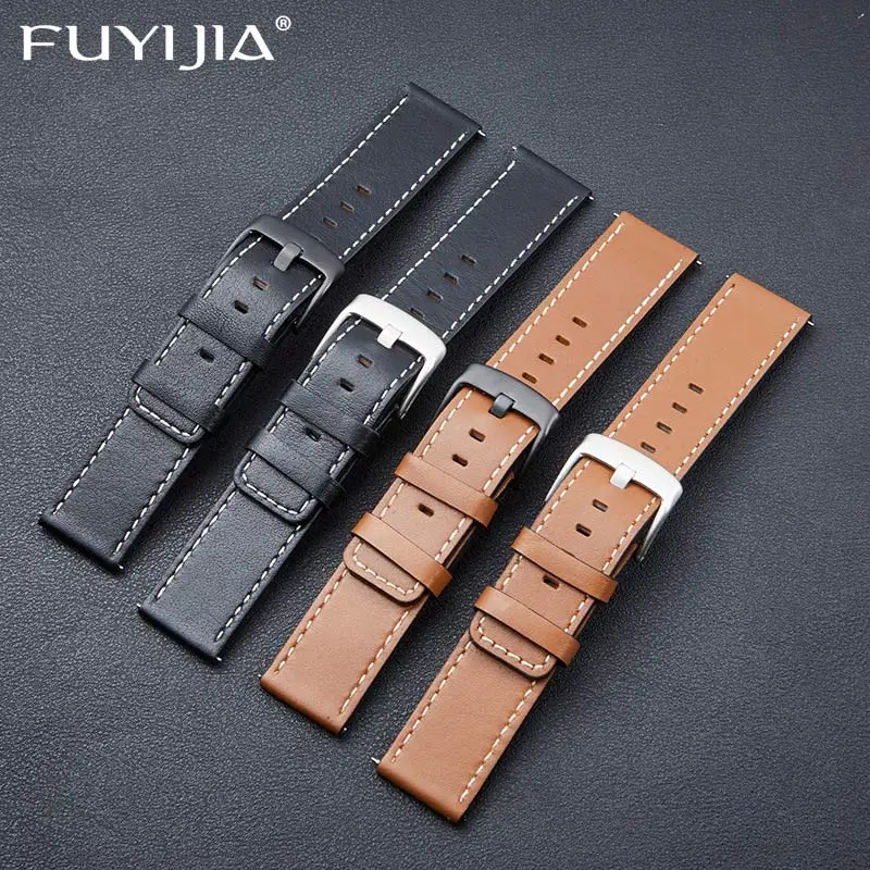 Ремешок для часов FUYIJIA из натуральной кожи мужчин и женщин водонепроницаемый