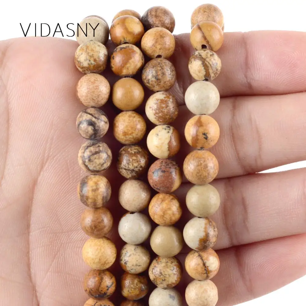 Натуральные картины яшмы вокруг камня бусины для изготовления ювелирных изделий