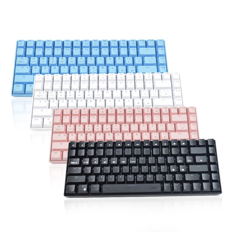 rgb mechanical gaming keyboard 60 compact 84 keys hot swappable bluetooth 5 02 4ghz wireless for mac pc tablet blueblack free global shipping