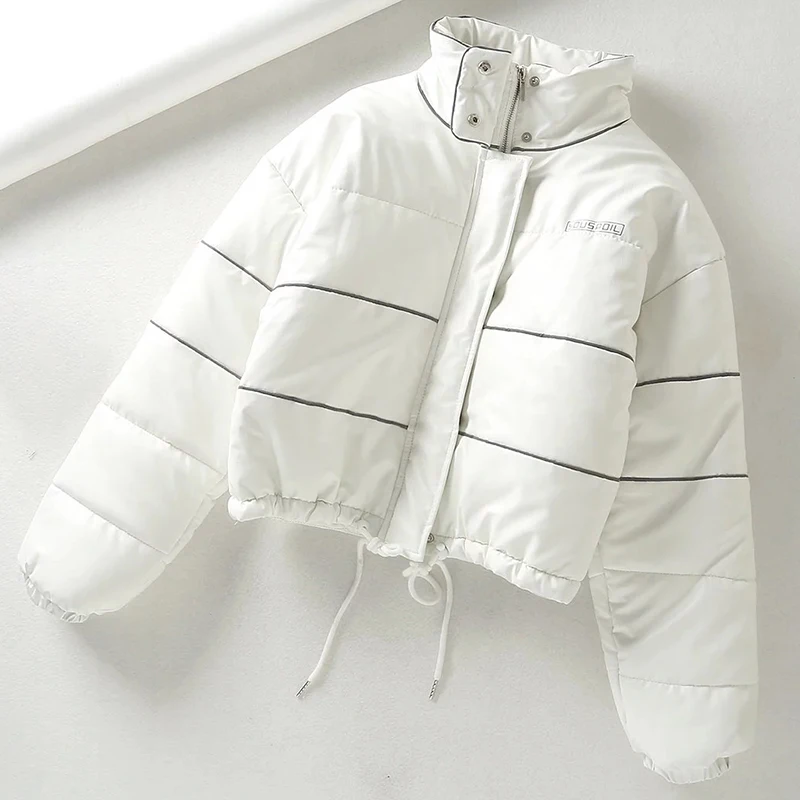 Куртка женская зимняя из искусственной кожи со светоотражающей хлопковой