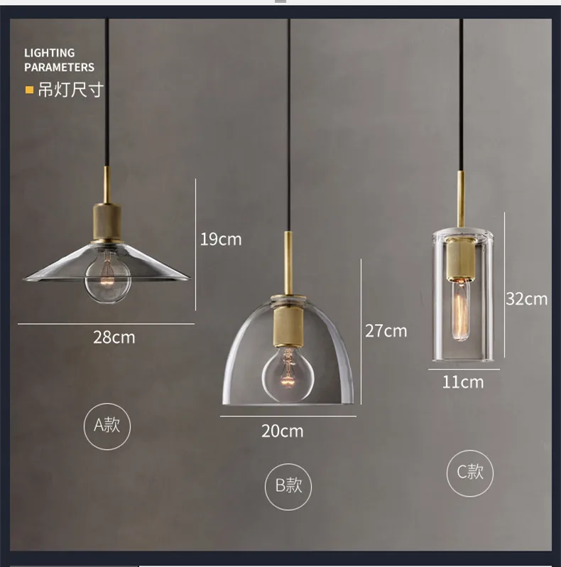 Американский родиевая лампа Edison E27 светодиодный подвесной светильник, LED потолочный светильник, светодиодный потолочный из золотистого металла Стекло светодиодный подвесной светильник Lamparas светильники