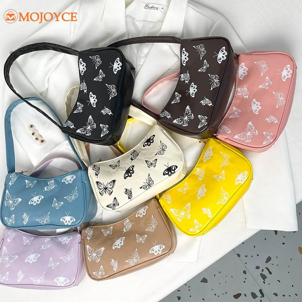 

Women's bags 2021 Trend Butterfly Printing PU Leather Shoulder Underarm Bag Ladies Handbags Female Shopper Small Purse Bolsas