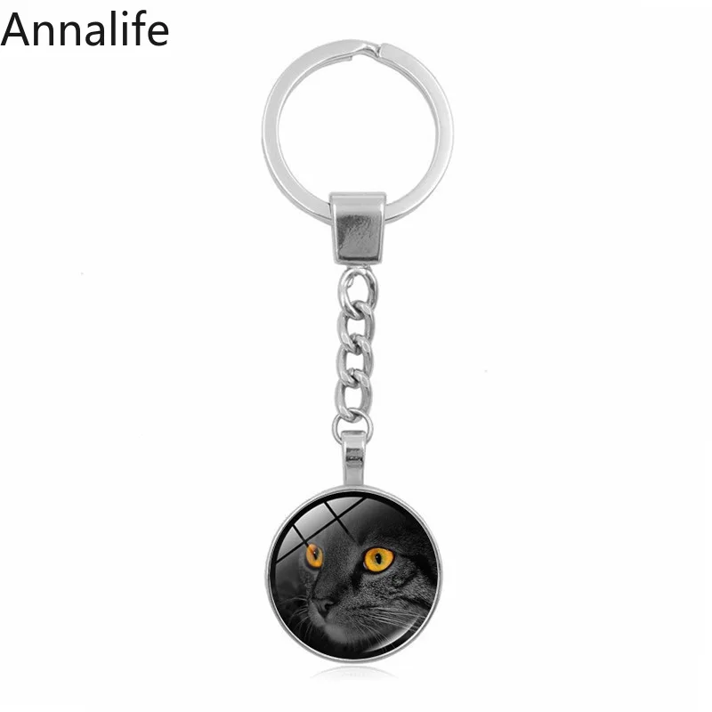 2019 New metal Cat-face Couple Keychain Animal Cat Pendant Key Chain for Women Men Choker Keyring Valentine's Day Gift | Украшения и