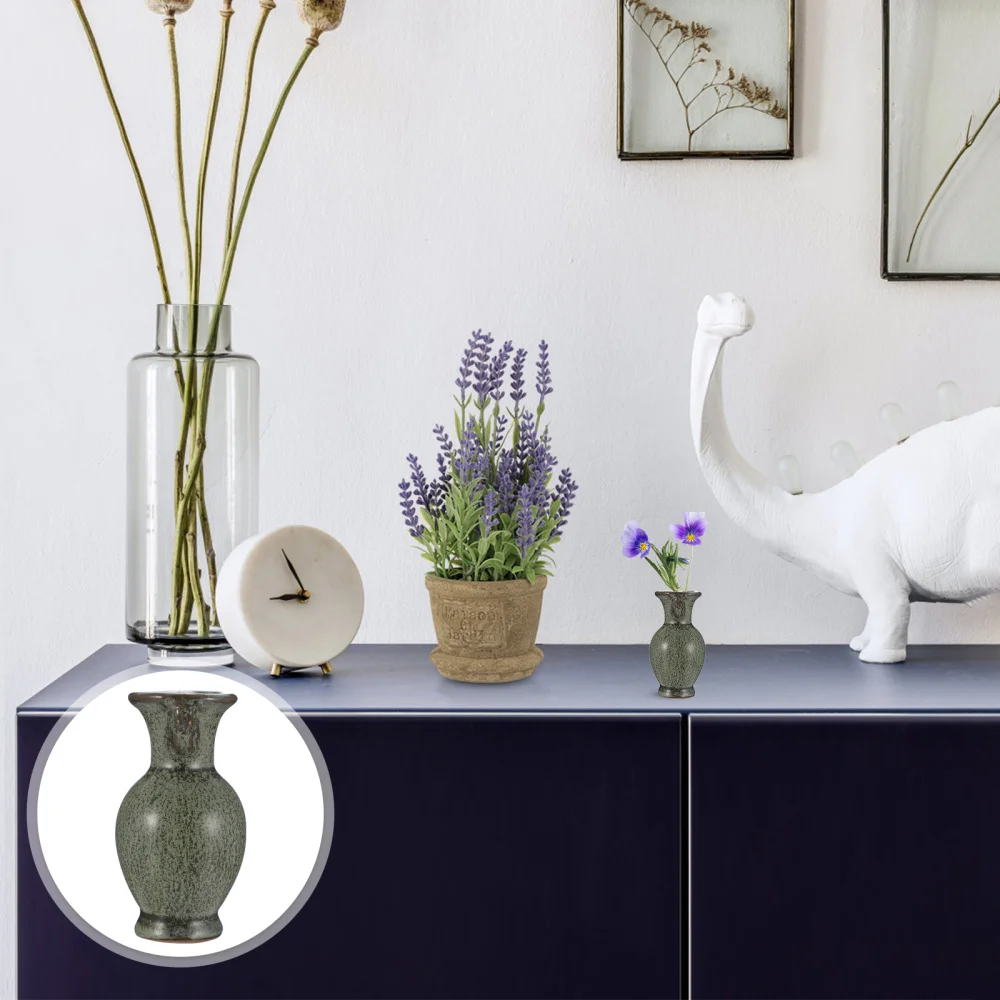 

2pcs Desktop Mini Ceramics Vase Tabletop Decorative Vase Home Flower Container