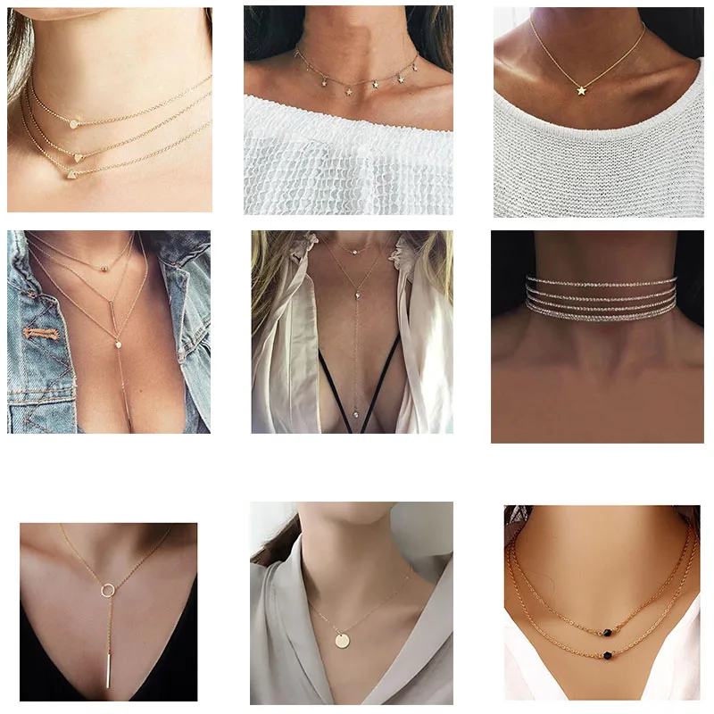 2019 мода простой богемное сердце луна кулон цепь ожерелье для женщин золотой цвет