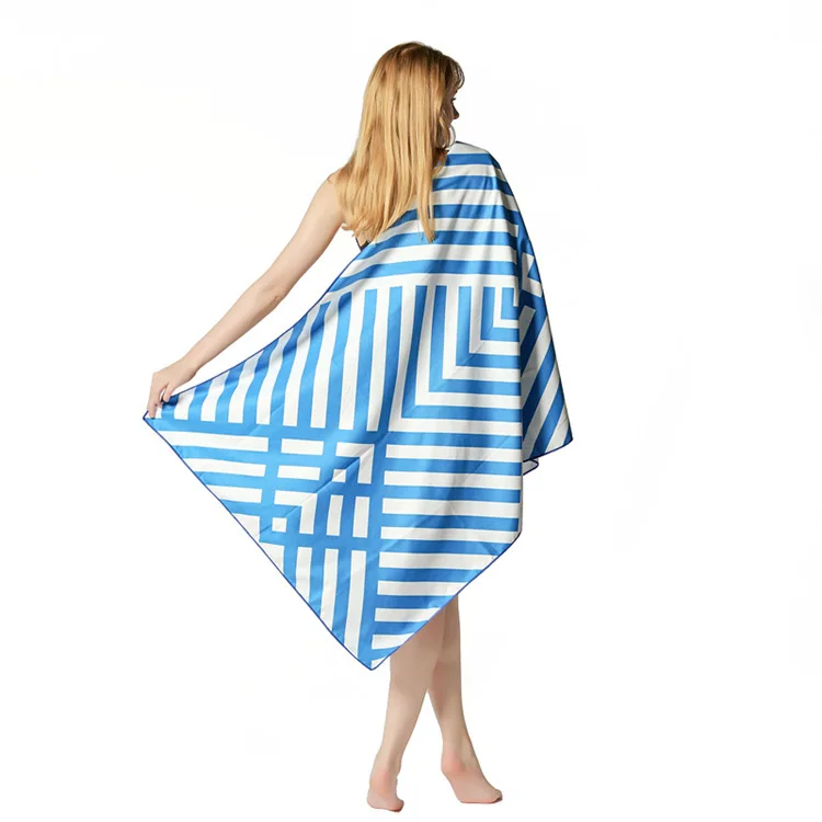 

Double-Sided Plush Quick-Drying Sports Towel Cold Towel Swimming Shawl Striped Beach Towel Microfiber Beach Chair Drape