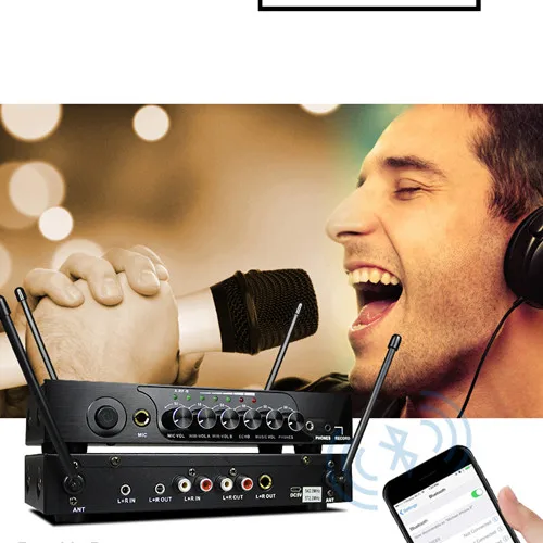 Портативный UHF Bluetooth беспроводной микрофон M6 с регулируемым басом реверберации микрофон для KTV Karaoka Система домашнего кинотеатра громкоговоритель