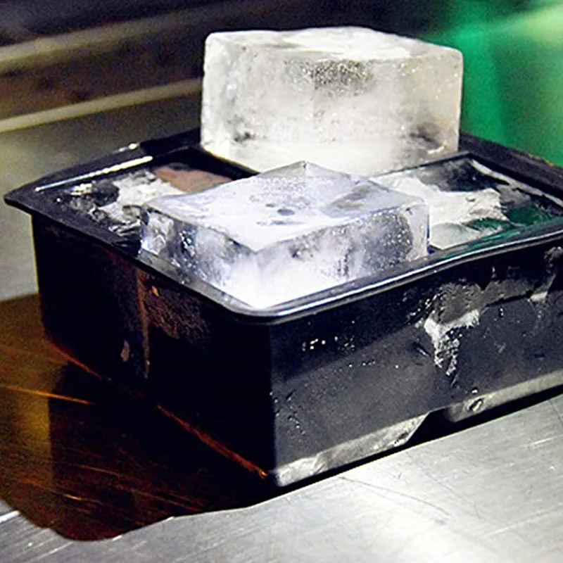 Силиконовая решетка для льда с 4 ячейками Большая квадратная крышкой коробка