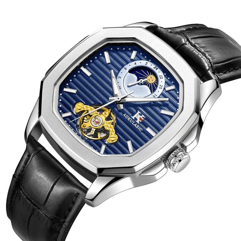 Aokulasic Tourbillon автоматические механические мужские наручные часы военные