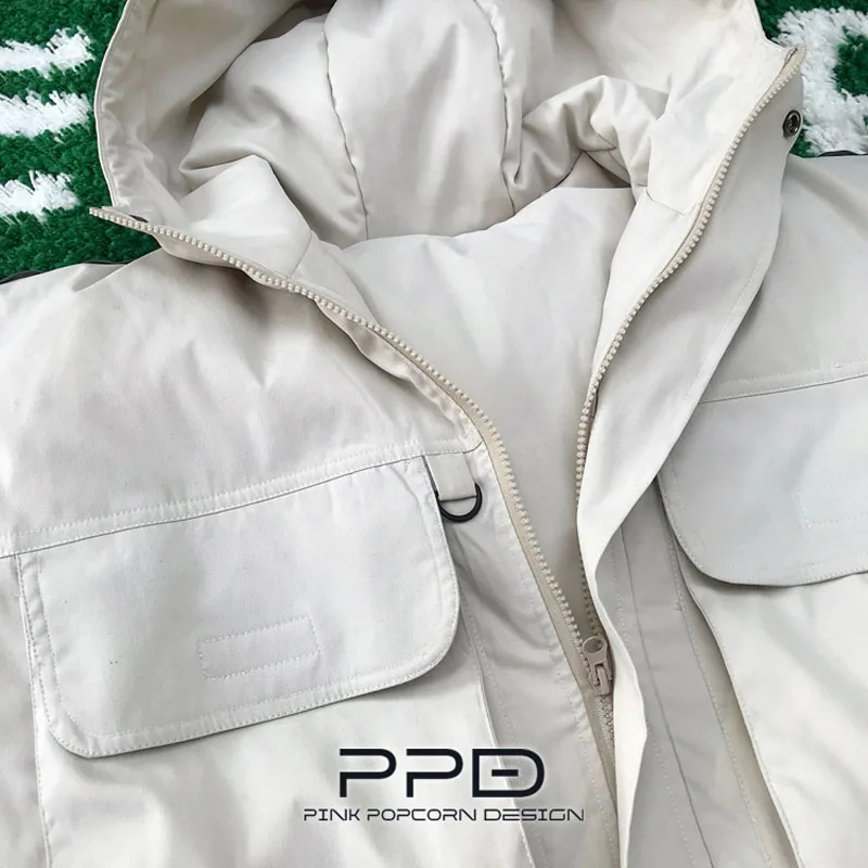 Street Big Pocket Tooling Reflective Strip Short Drawstring Wear Cotton Jacket Coat | Женская одежда