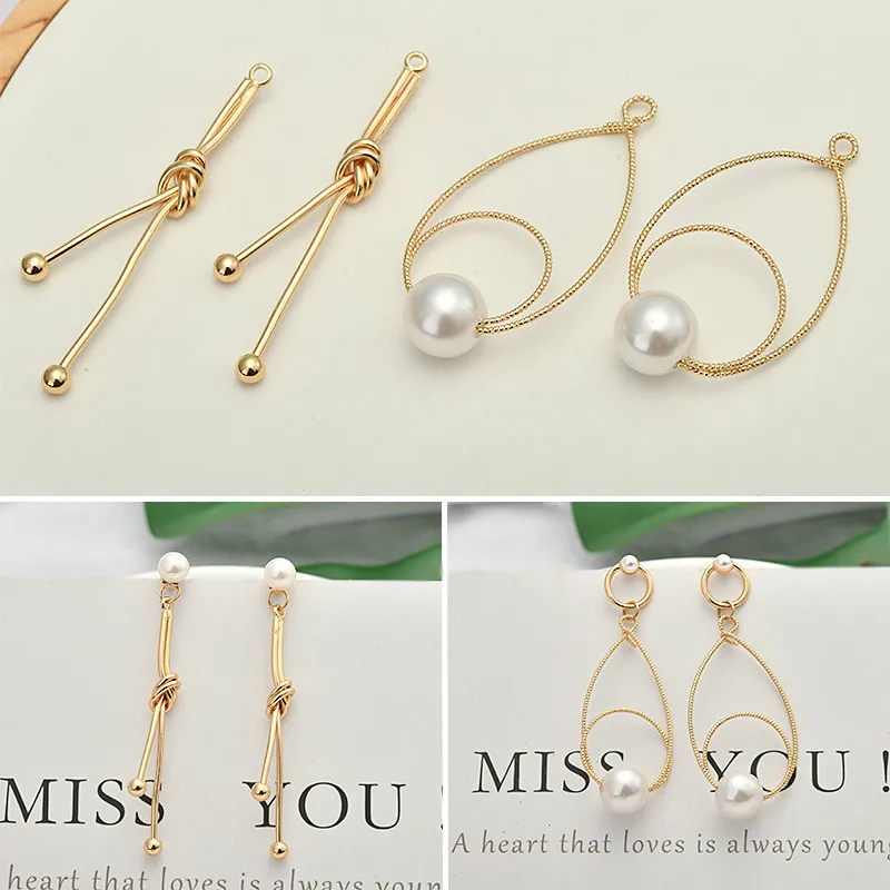 Серьги с цветным покрытием и жемчугом 18 К|Ювелирная фурнитура компоненты| |