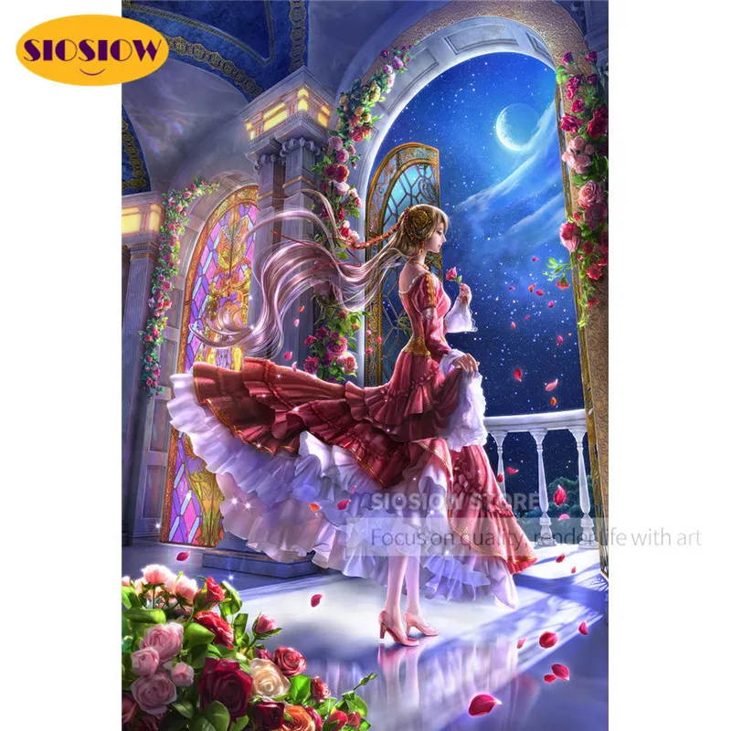 SIOSIOW 5d сделай сам алмазная вышивка платье принцессы для девочек картина из страз