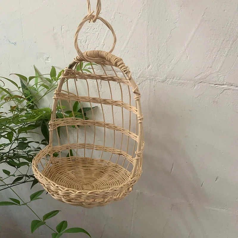 

Hand Woven Rattan Hanging Basket Rattan Handmade Basket Home Decoration Kids Room Decor Nordic Style Photography Props
