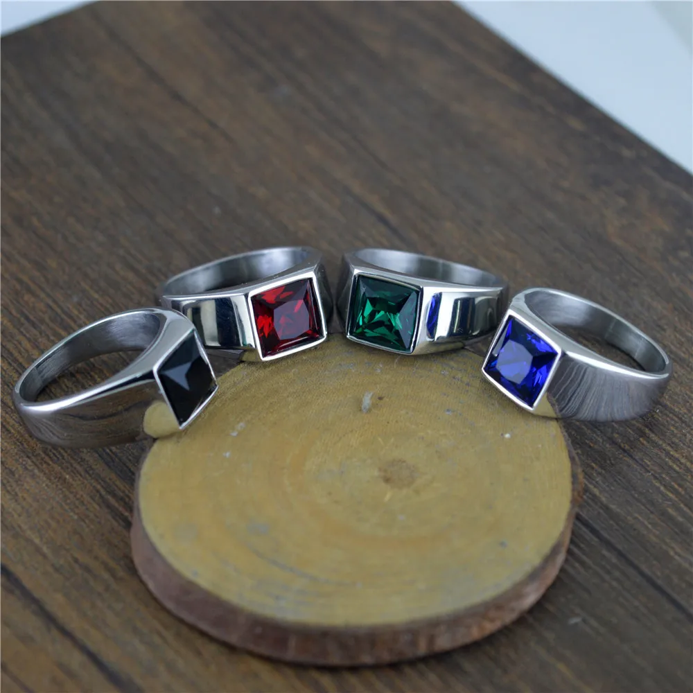 

Classic Jewelry Europe and America Personality Titanium Steel Gothic Rock Gem Four-color Ring