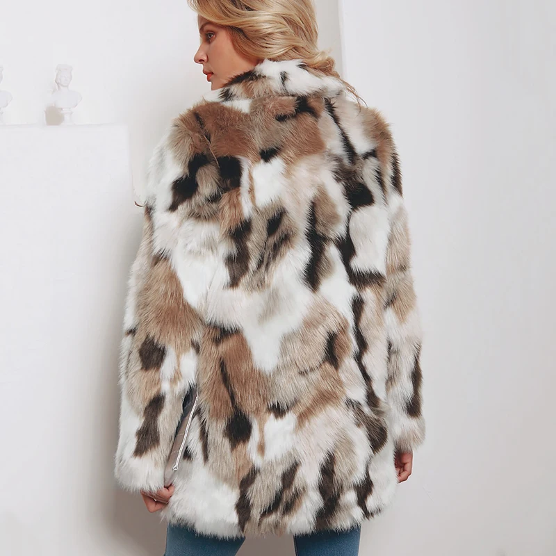 Женское зимнее пальто из искусственного меха Осеннее теплое мягкое с