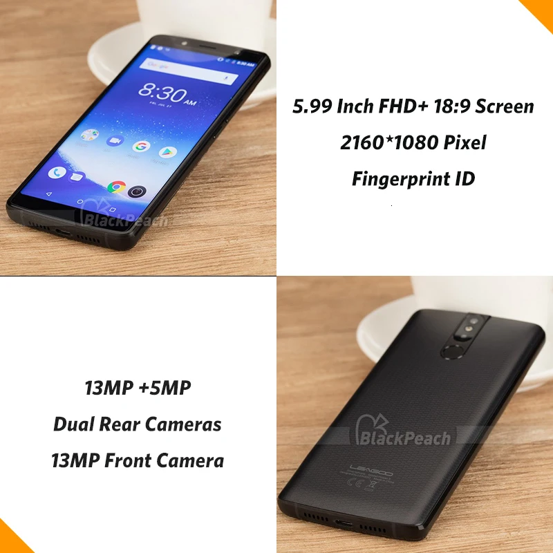 Смартфон LEAGOO POWER 5 99 дюйма FHD + 6 ГБ ОЗУ 64 Гб ПЗУ Android 8 1 Восьмиядерный процессор MT6763V