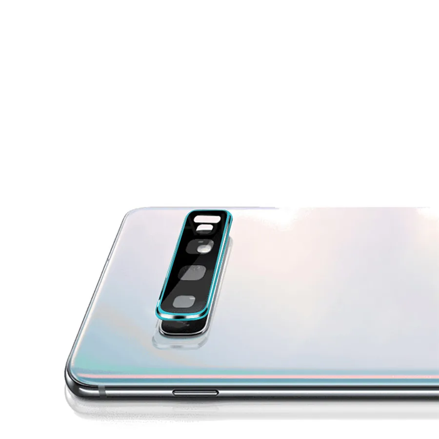Чехол для объектива камеры samsung S10 Plus металлическое кольцо + закаленное стекло