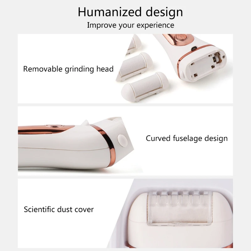 

Electric foot callus rechargeable foot file, with 3 grinding heads waterproof Dropshipping