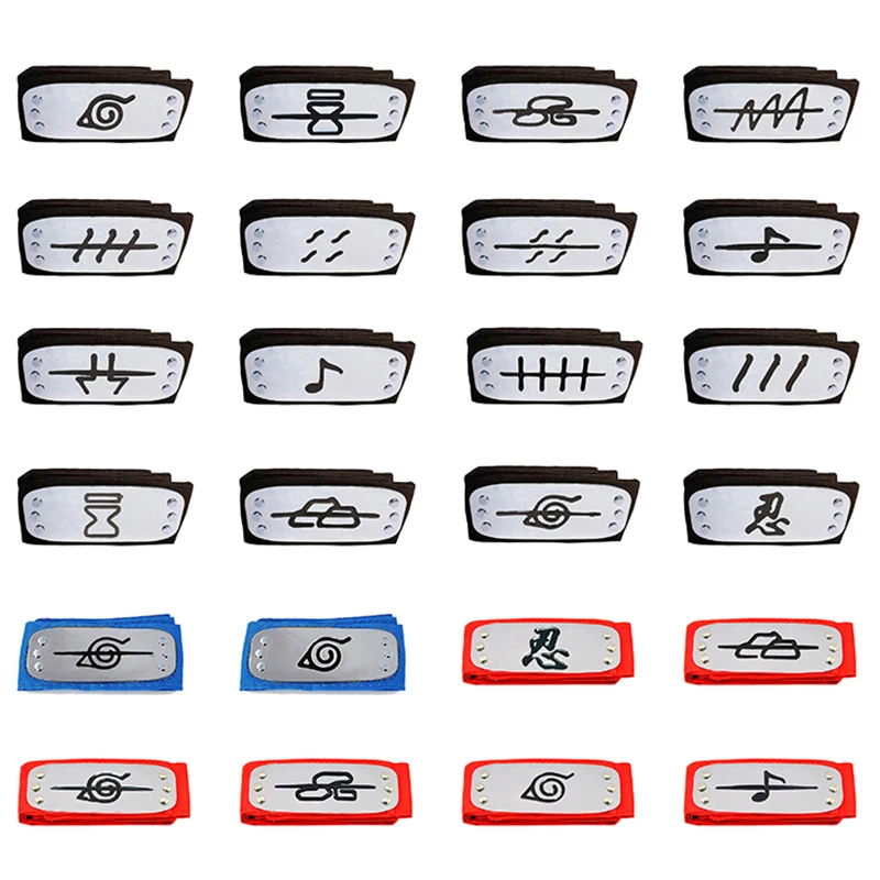 Повязка из аниме Наруто с металлическим покрытием и логотипом ниндзя головной