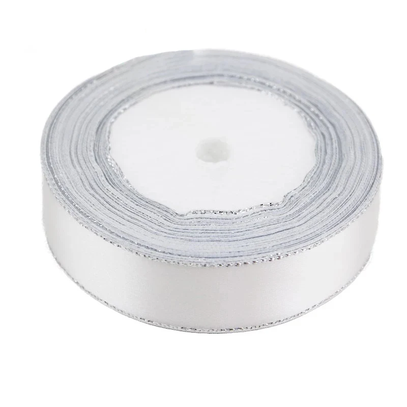 25 ярдов/рулон атласная лента с золотым краем мм | Дом и сад