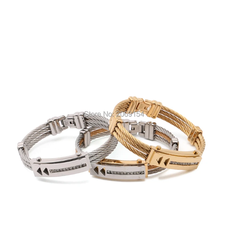 Золотые ювелирные изделия браслет очаровательный мужские из нержавеющей стали