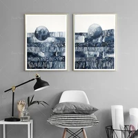 white navy watercolor print abstract painting poster wall art watercolor