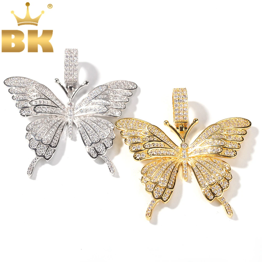 

Цепочка с подвеской-бабочкой BLING KING, Ювелирное Украшение в стиле хип-хоп цвета под серебро и золото с кубическим цирконием
