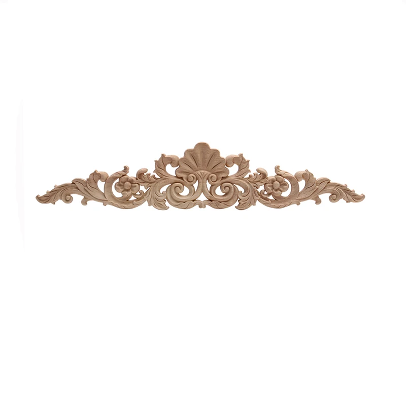 

European Solid Wood Flat Decals Door Sill Embossed Wood Carvings Furniture Decorative Patches Wood Applique Unpainted Furniture