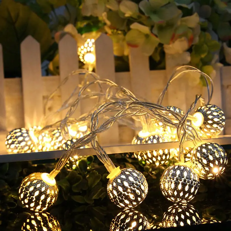 

5m 28LED String Light Warm white 8 Modes Iron Ball Bulbs Desk Lamp for Home Window Christmas Tree Party Halloween Decoration