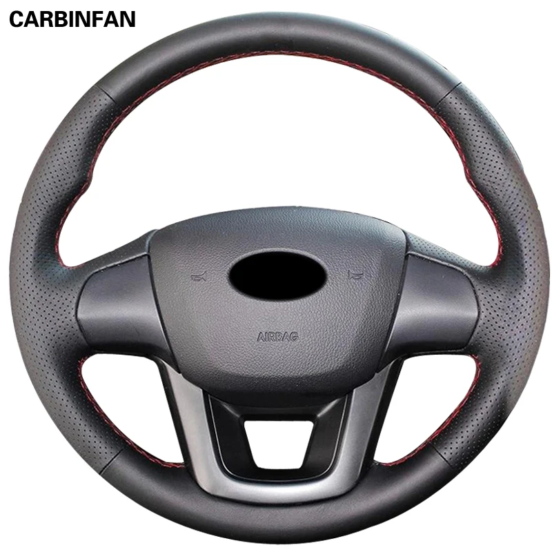 Искусственная кожа черного цвета для Kia K2 Rio 2011 2012 2013|car steering wheel cover|steering coverwheel cover |