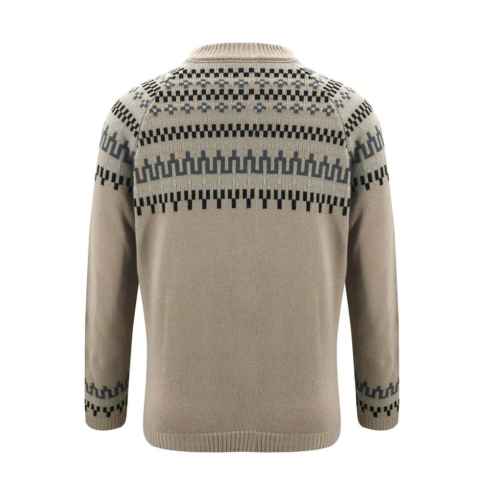 

Midi Turtleneck Women Boho Sweaters Vintage Print Long Sleeve Loose Pullover Knitted Grey Apricot Winter Jumper Clothes