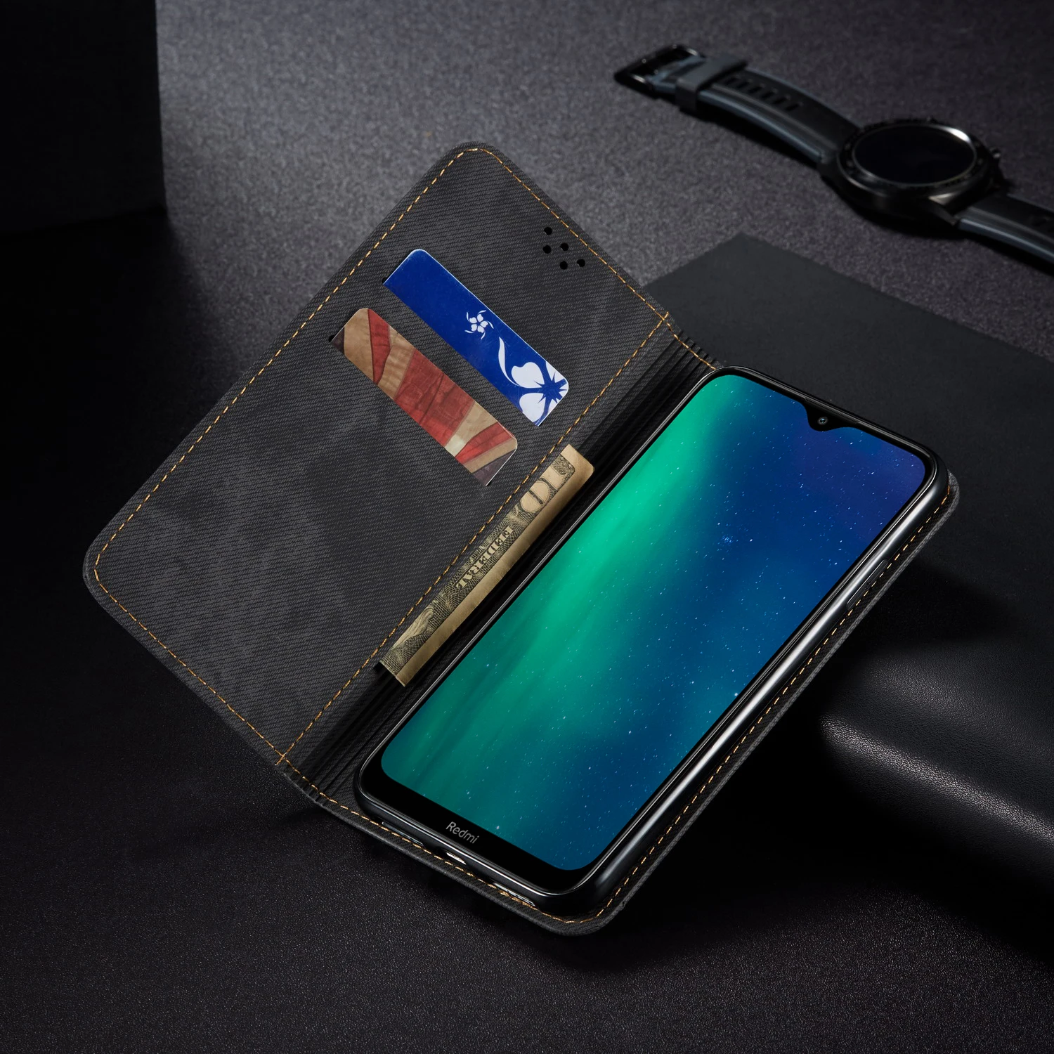 Чехол-книжка в стиле ретро для Xiaomi Redmi 8 Redmi 8A, чехол из джинсовой ткани с подставкой и бумажником, задняя крышка для Redmi 7 7A, Fundas