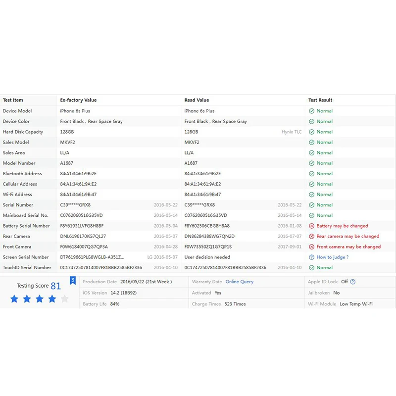 Оригинальная материнская плата для iPhone 6S plus разблокированная с системой IOS