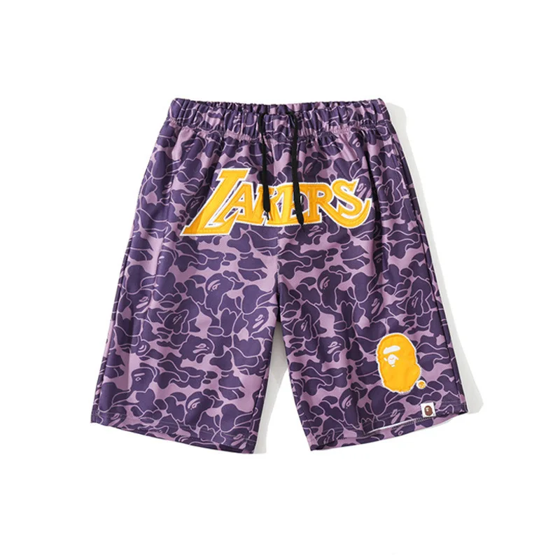 

Fashion brand 2020 summer new camouflage letters Laker shorts men's youth fashion Capris