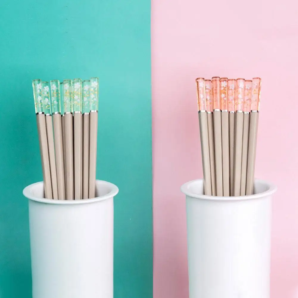 

KITPIPI Amber Sakura Japanese Chopsticks Antibacterial Food Resistant Anti-slip Kitchen Chopsticks Sushi High Temperature B0V4