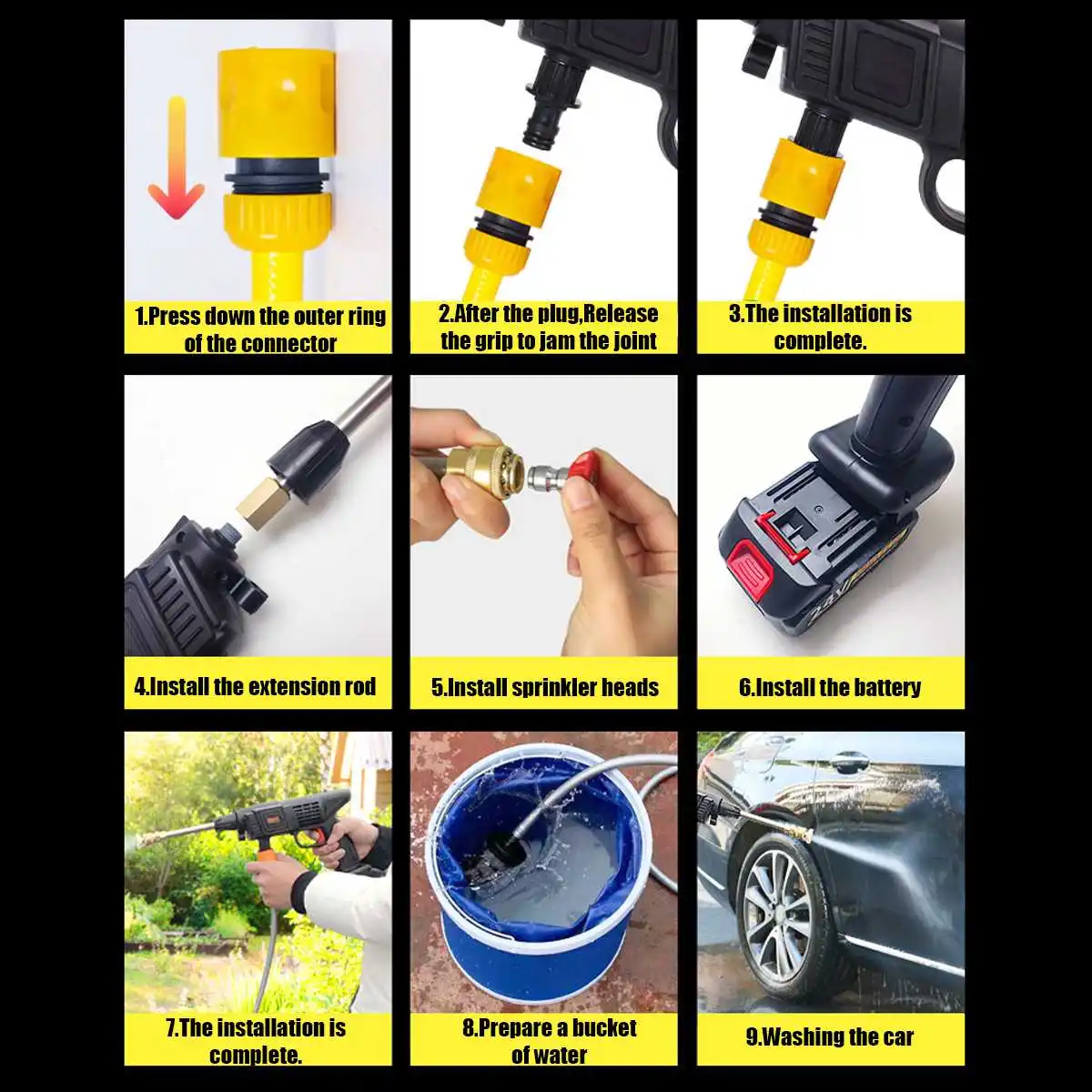 

High Pressure Car Washer Spray Handheld 20000mah Lithium Battery Auto Spray Water Cleaner Wash Water Nozzle Cleaning Machine