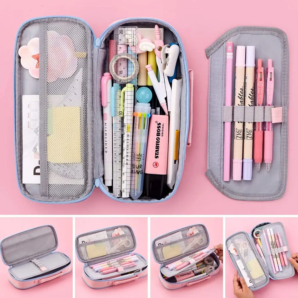 

Pencil Case Medium Capacity Color Pencil Bag Cute Pencil Pouch with Zippers Stationery Organizer Storage Office School Gift