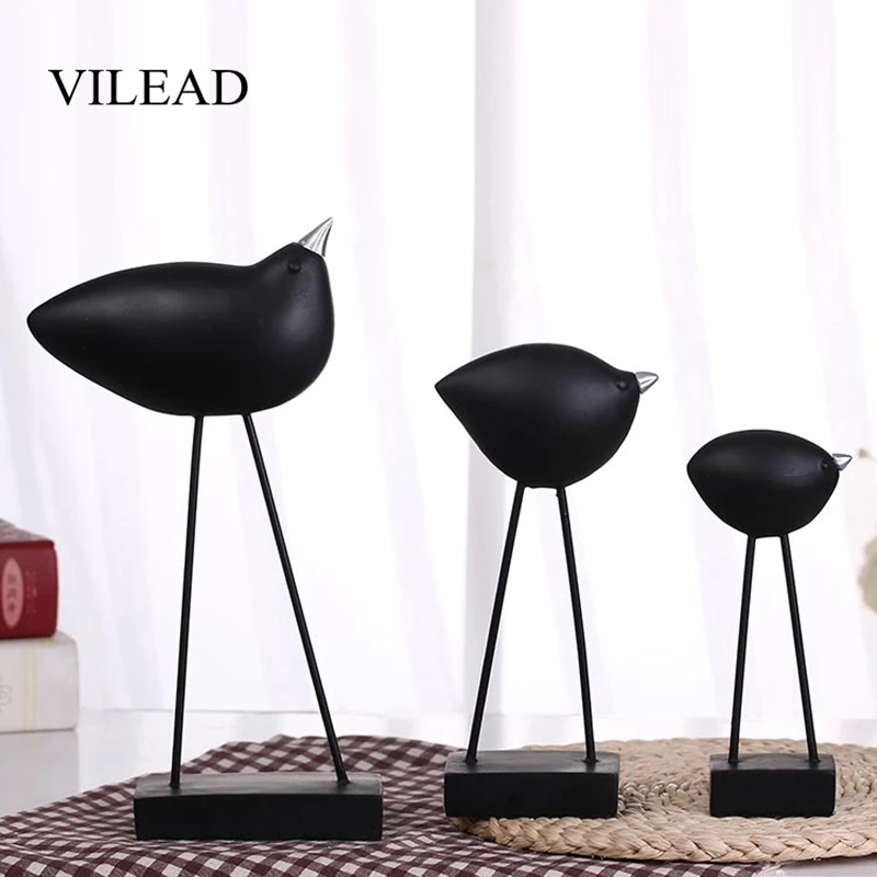 VILEAD 17 см 24,5 см Смола черные длиннононогие фигурки птиц абстрактная гостиная Креативные украшения дома фигурки животных украшения