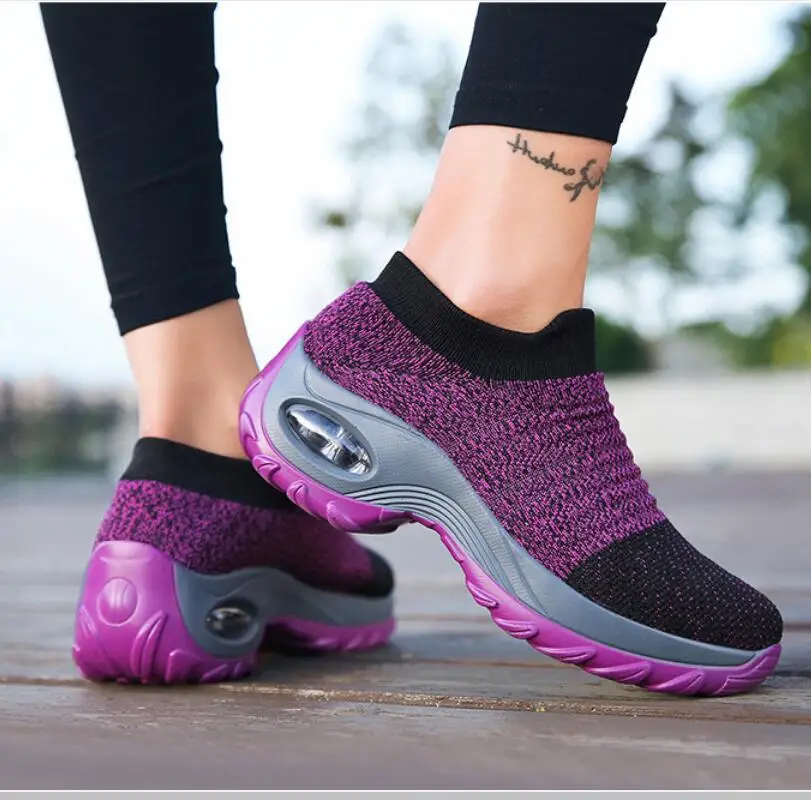 

Spring Women Sneakers Shoes Autumn Flat Slip on Platform Tenis for Women Breathable Mesh Sock Sneakers Shoes Zapatos De Mujer