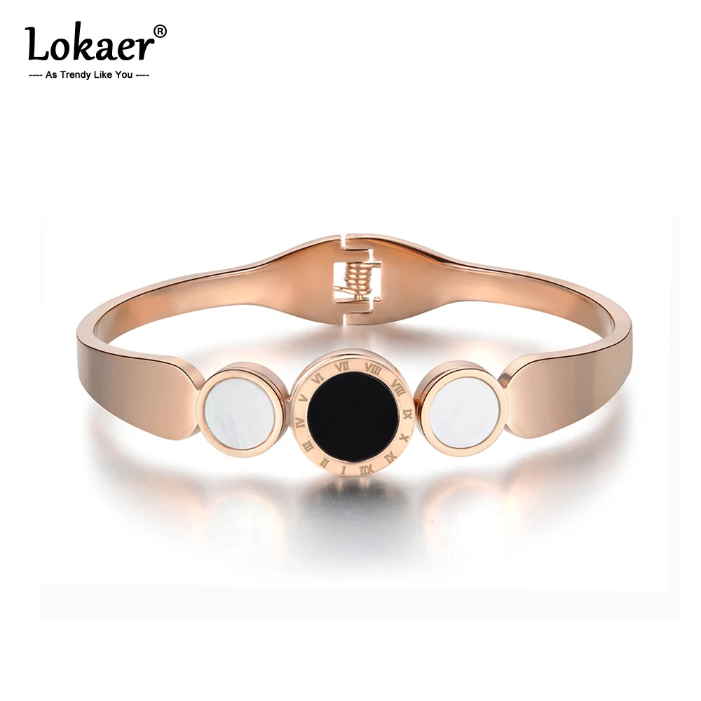 Lokaer модные Titanium стали римские цифры Bracelets & Bangles роскошный обручальные кольца