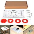 Вставная пластина для фрезерного стола, алюминиевые деревообрабатывающие скамейки, деревянная триммер роутера, столярная отделка, гравировальная доска с 4 кольцами