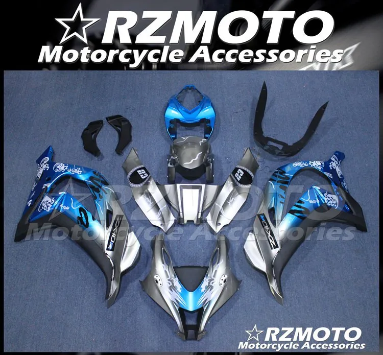 

New ABS Motorcycle whole Fairings kit Fit for Kawasaki Ninja ZX-10R 2016 2017 2018 2019 10R 16 17 18 19 Bodywork set blue silver