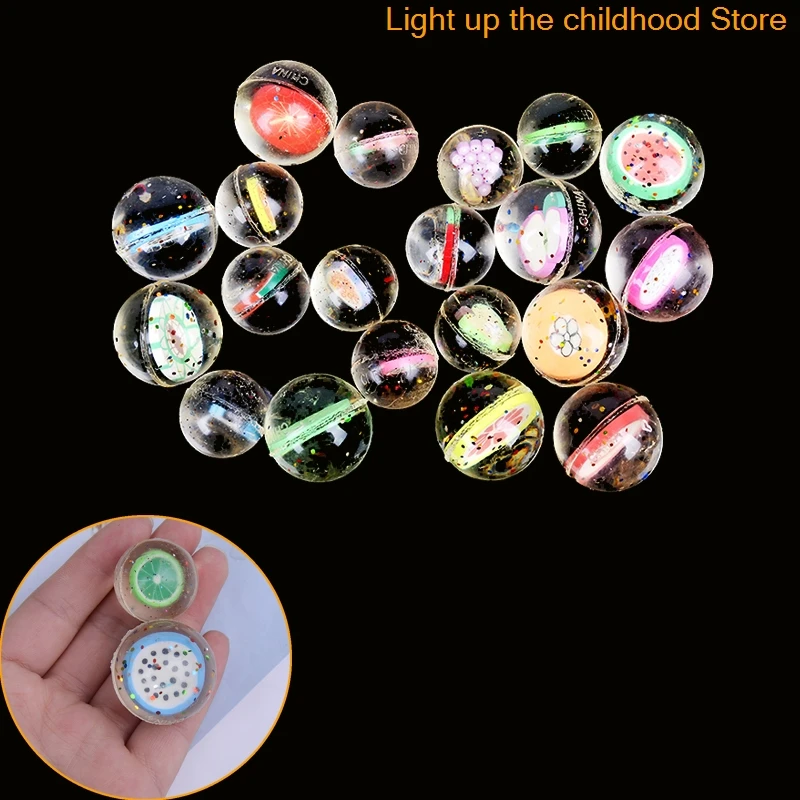 

25/30mm Kid Children Balls Toys Fruits Favorite Bounce Clear Rubber Birthday Party Random Color 2/10Pcs