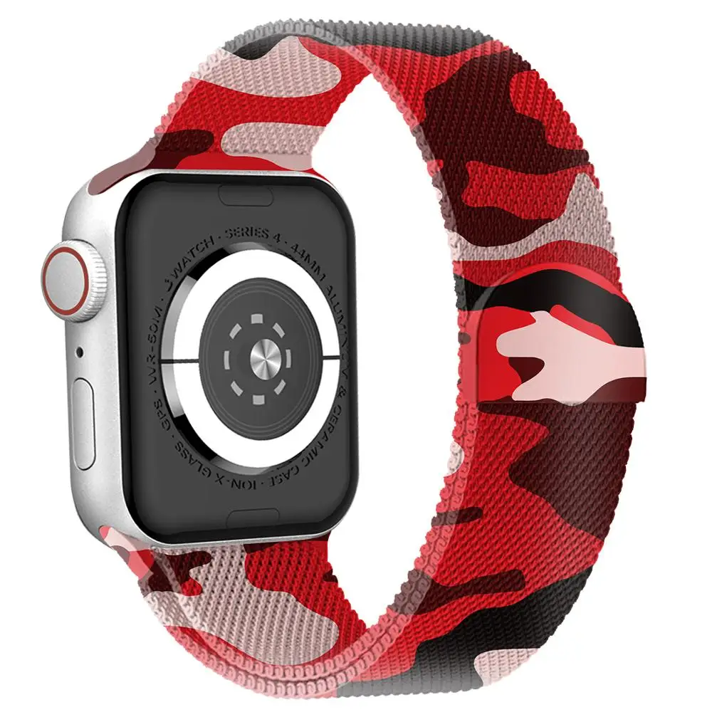 Camouflage Stainless Steel Milanese Band with Semicircle Magnetic Closure for Apple Watch 40mm 44mm | Наручные часы