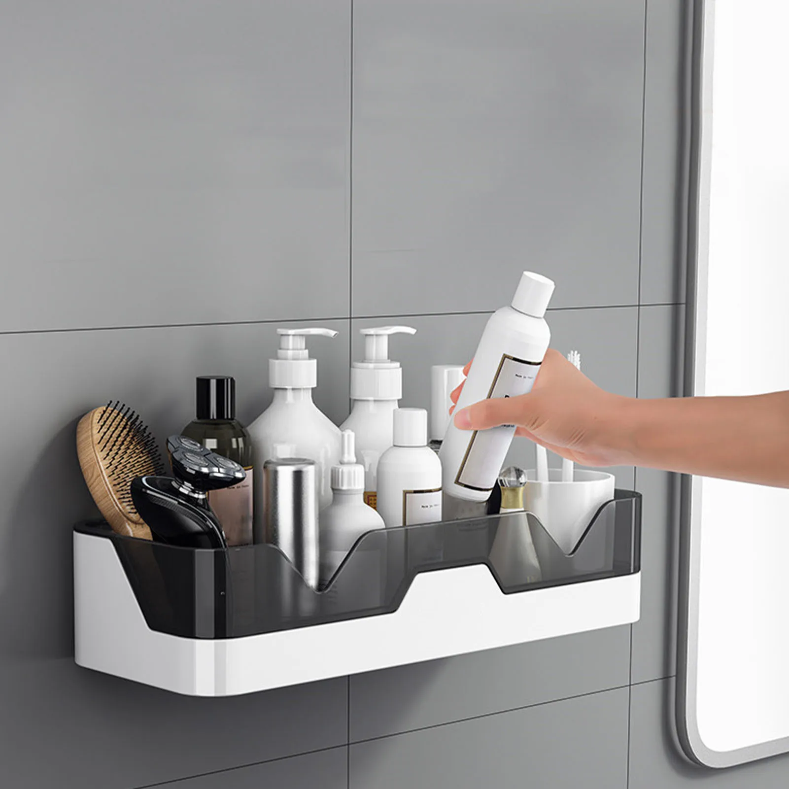 

Toilet Punch-free Shelf Plastic Shelf Wall-mounted Kitchen Bathroom Toilet Wall Toothbrush Cosmetic Storage Rack