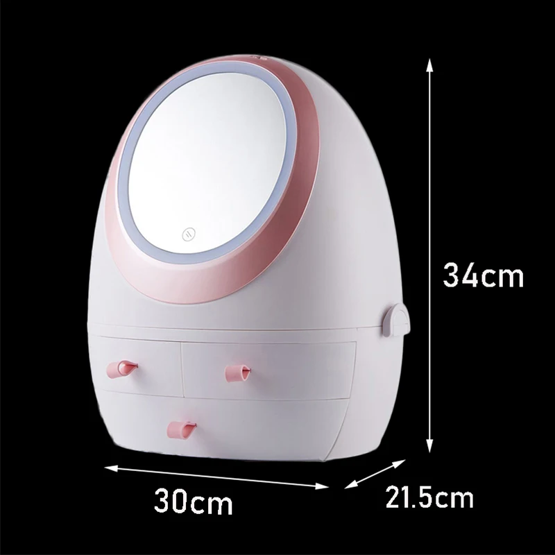 

LED Light Cosmetic Storage Box Portable Dustproof Waterproof Bathroom Cosmetic Box Large Capacity Skin Care Product Storage Box